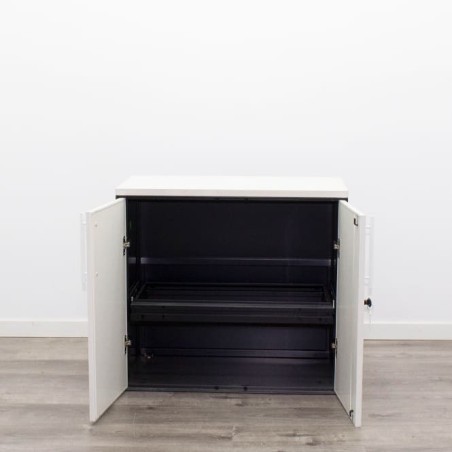 Armario bajo metálico blanco y gris de 80cm