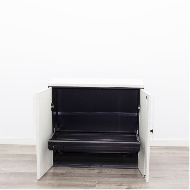 Armario bajo metálico blanco y gris de 80cm