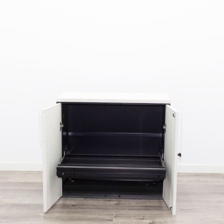 Armario bajo metálico blanco y gris de 80cm