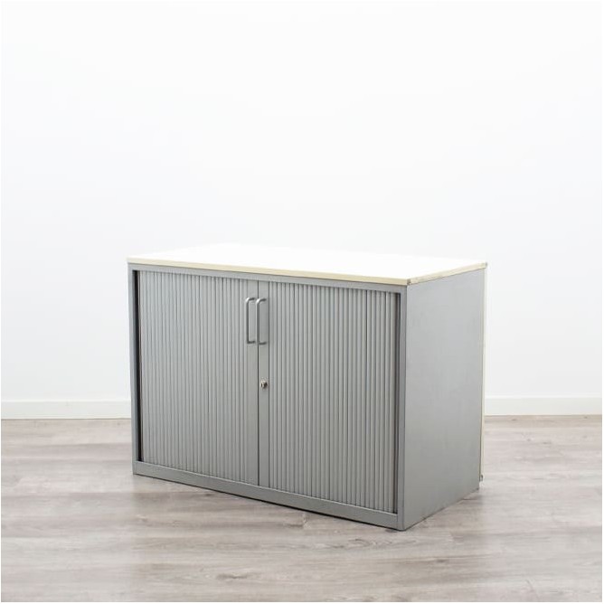 Armario metálico bajo gris puertas persiana de 100cm