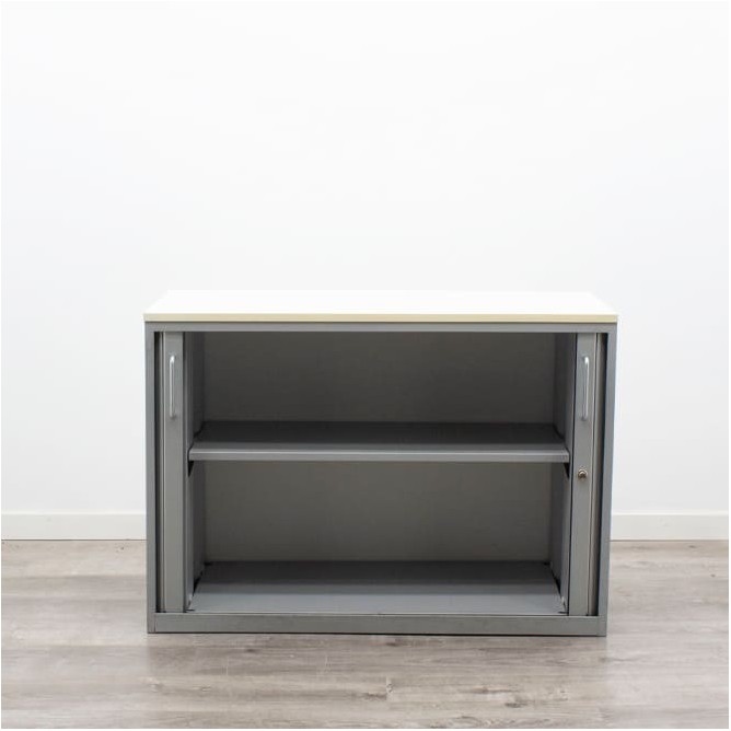 Armario metálico bajo gris puertas persiana de 100cm