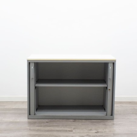 Armario metálico bajo gris puertas persiana de 100cm