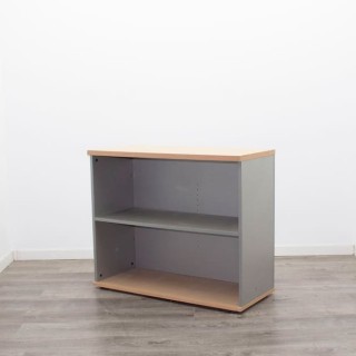 Armario bajo diáfano en gris y haya de 100,5cm 2