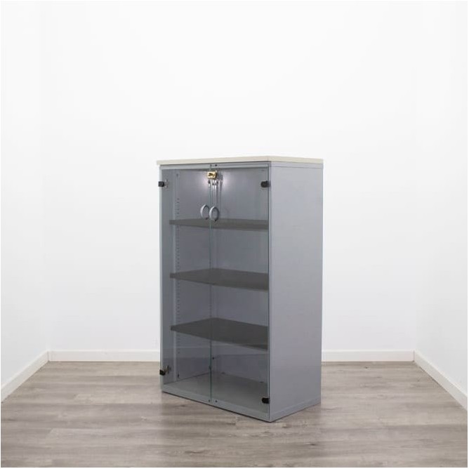Armario medio metálico puerta de cristal de 80cm