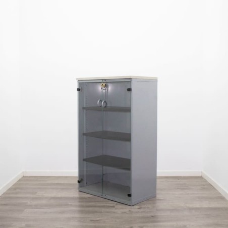 Armario medio metálico puerta de cristal de 80cm