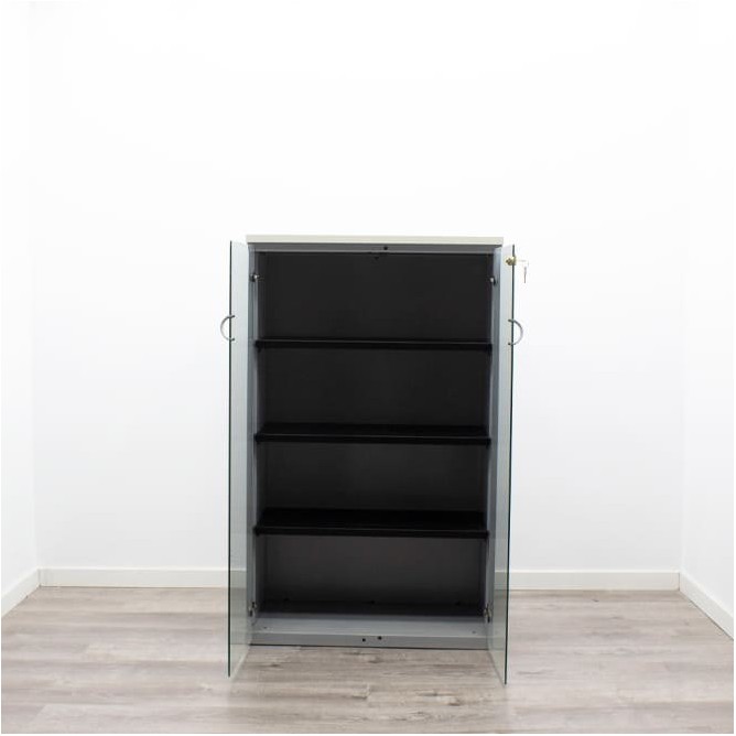 Armario medio metálico puerta de cristal de 80cm