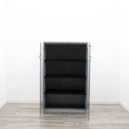 Armario medio metálico puerta de cristal de 80cm