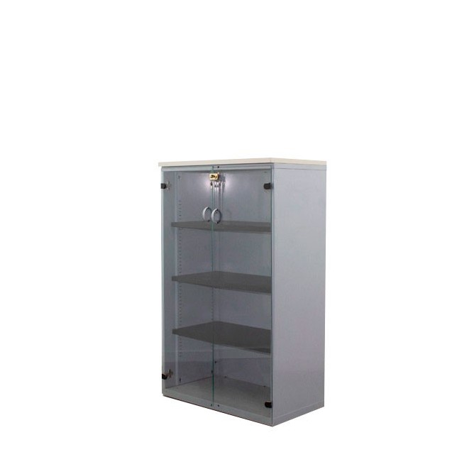 Armario medio metálico puerta de cristal de 80cm