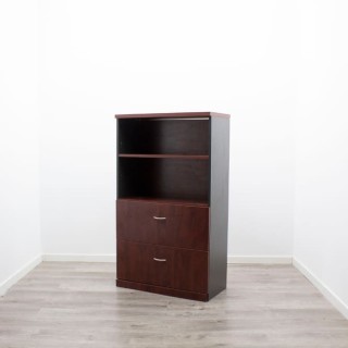 Armario medio archivador caoba y gris de 80cm 2