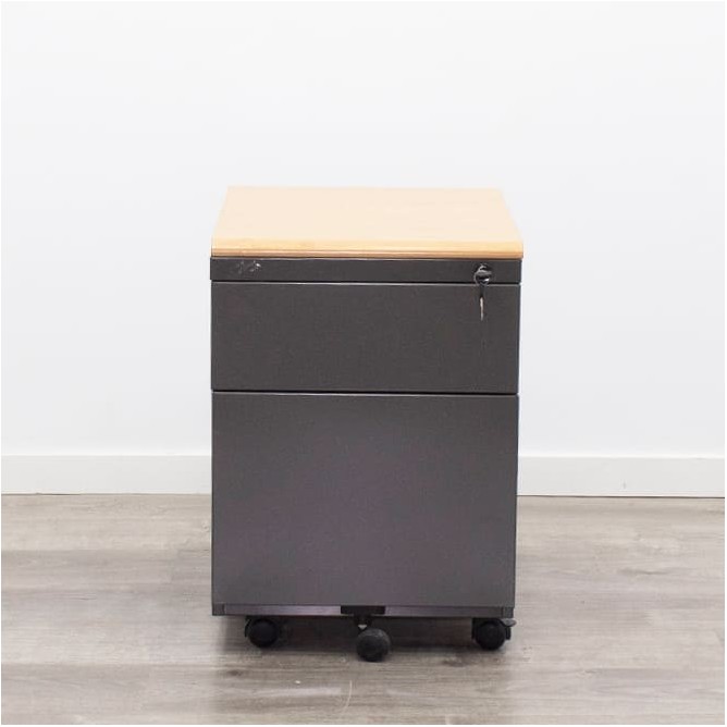 Cajonera metálica cajón y archivo en gris antracita y peral de 42cm