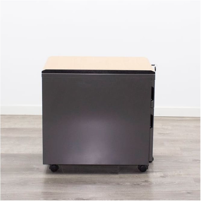 Cajonera metálica cajón y archivo en gris antracita y peral de 42cm