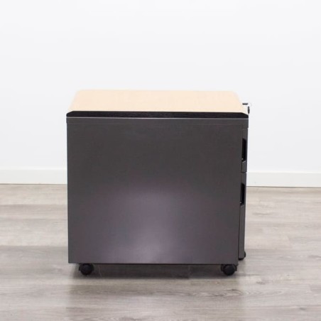 Cajonera metálica cajón y archivo en gris antracita y peral de 42cm