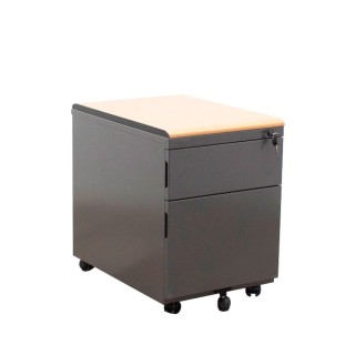Cajonera metálica cajón y archivo en gris antracita y peral de 42cm