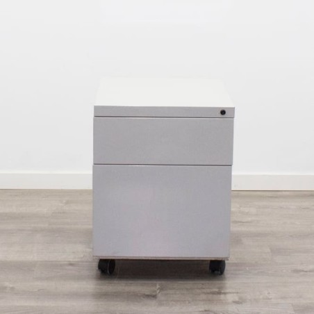 Cajonera metálica cajón y archivo en gris claro de 43,5cm