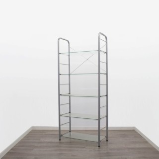 Estantería metálica gris 5 baldas de cristal 2