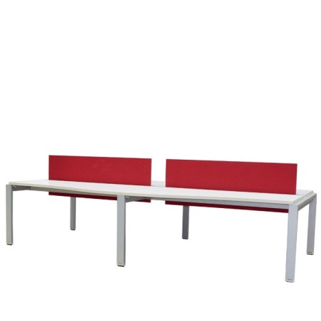 Mesa multipuestos de 4 puestos en blanco y gris de 328cm