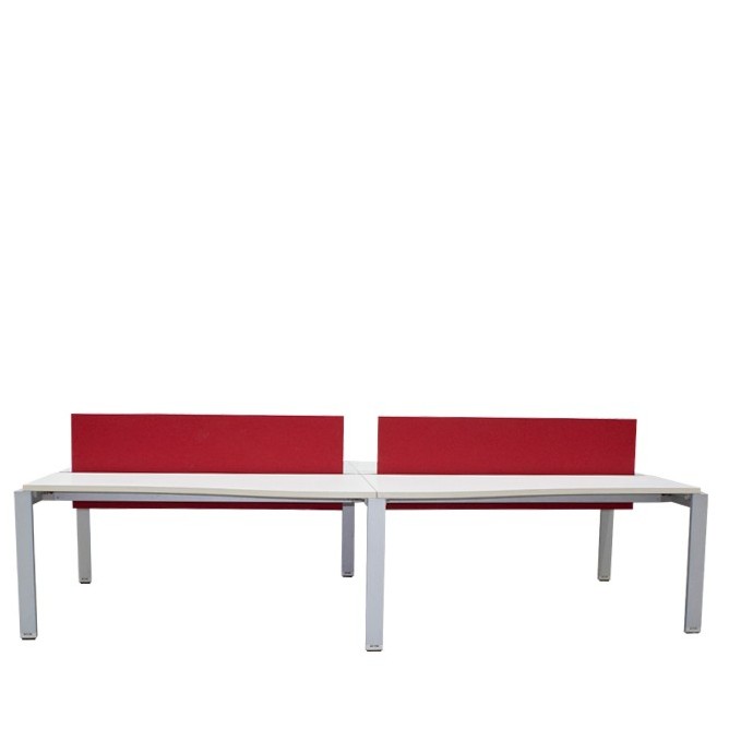 Mesa multipuestos de 4 puestos en blanco y gris de 328cm