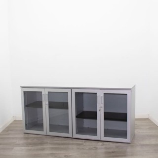 Credencia de 2 cuerpos metálicos y tapa melamina gris de 160cm 2