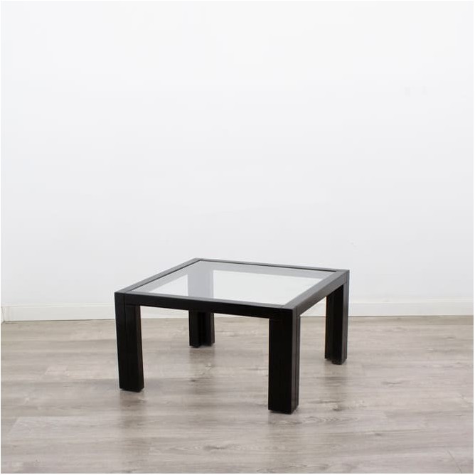 Mesa de centro baja melamina negra y cristal de 70cm