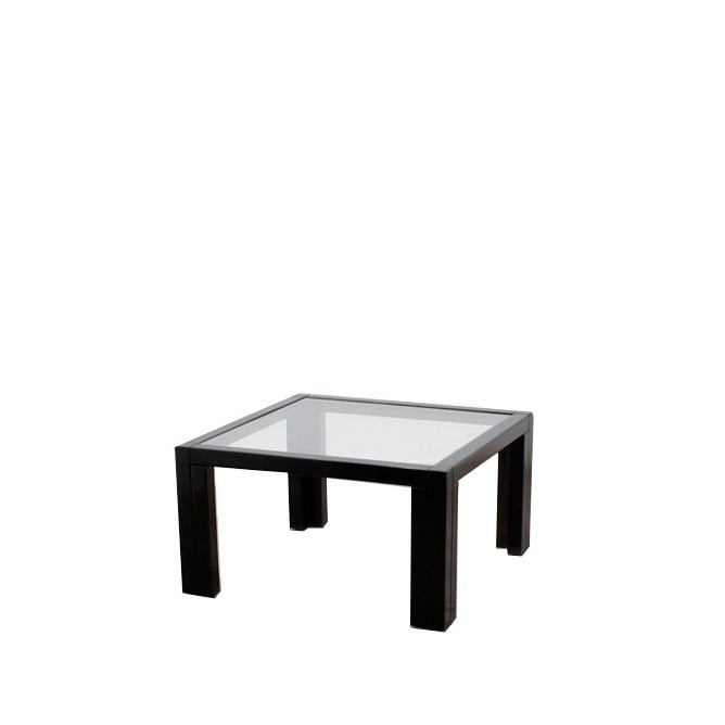 Mesa de centro baja melamina negra y cristal de 70cm