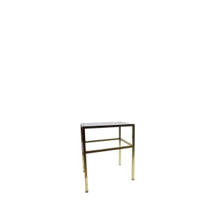 Mesa de rincón metálica dorada y cristal - Mercaoficina