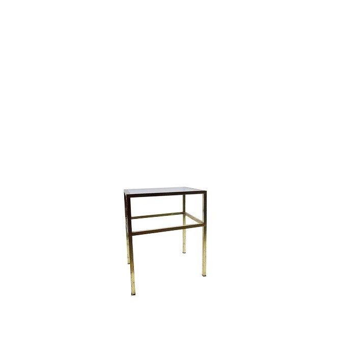 Mesa de rincón metálica dorada y cristal - Mercaoficina
