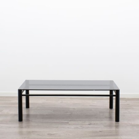 Mesa de centro metálica negra tapa cristal