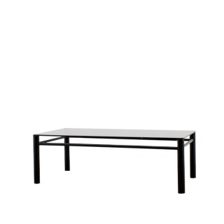Mesa de centro metálica negra tapa cristal