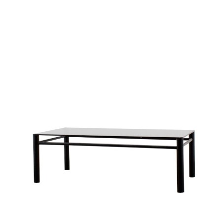 Mesa de centro metálica negra tapa cristal