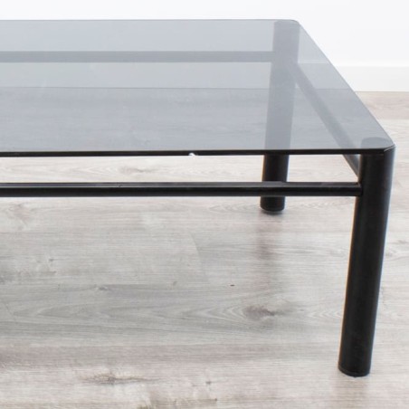 Mesa de centro metálica negra tapa cristal