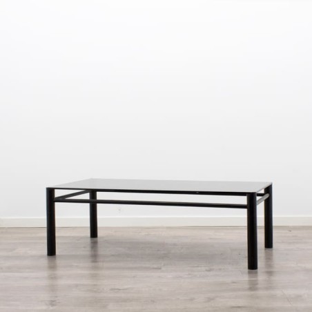 Mesa de centro metálica negra tapa cristal