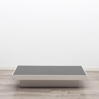 Mesa de centro blanca y cristal negro 2
