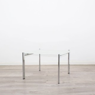 Mesa de rincón cromada y cristal al ácido 2