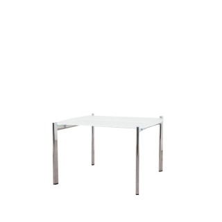 Mesa de rincón cromada y cristal al ácido