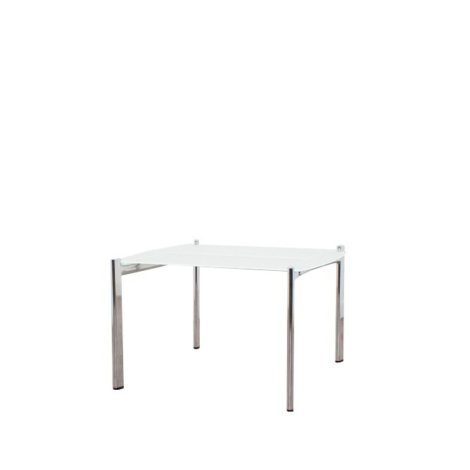 Mesa de rincón cromada y cristal al ácido