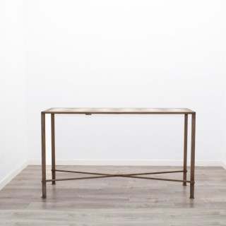 Mesa de exterior metálica en marrón con tapa con dibujo de 140cm 2