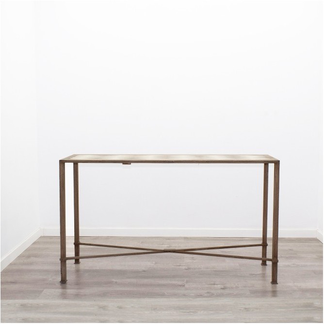 Mesa de exterior metálica en marrón con tapa con dibujo de 140cm