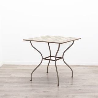 Mesa de exterior metálica en marrón con tapa con dibujo de 75cm 2