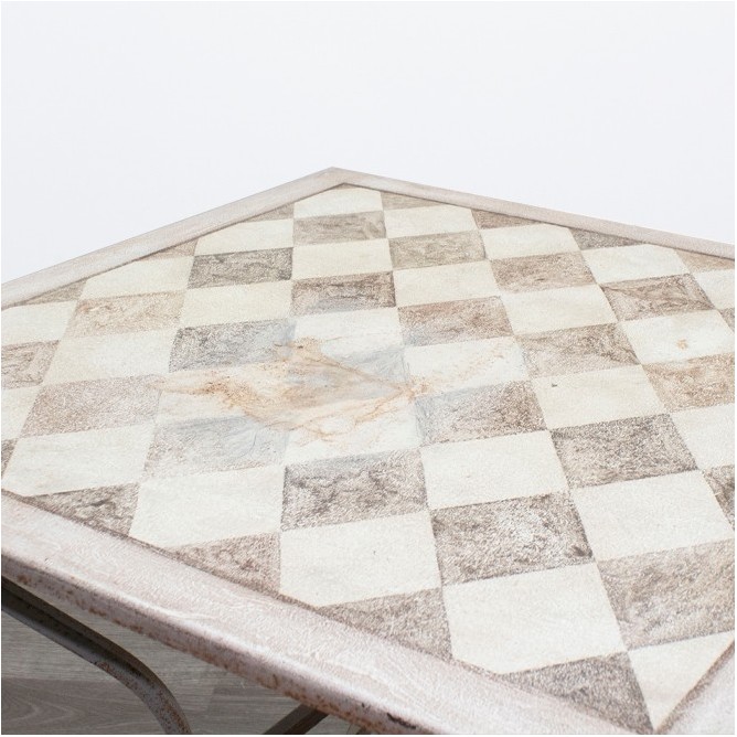 Mesa de exterior metálica en marrón con tapa con dibujo de 75cm