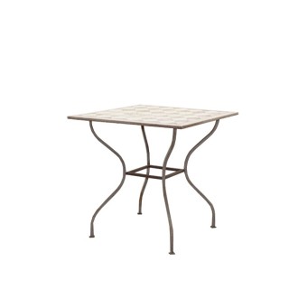 Mesa de exterior metálica en marrón con tapa con dibujo de 75cm
