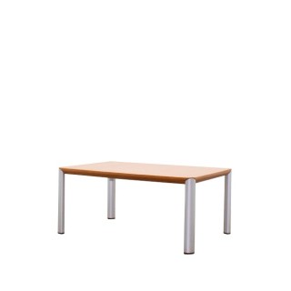 Mesa de centro en roble con patas grises cilíndricas