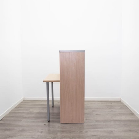 Mostrador con mesa en melamina gris y haya