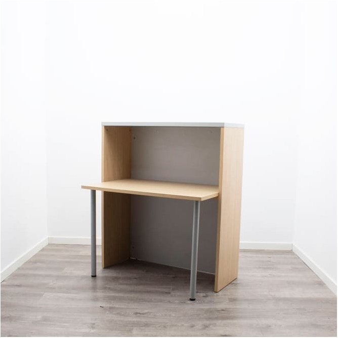Mostrador con mesa en melamina gris y haya