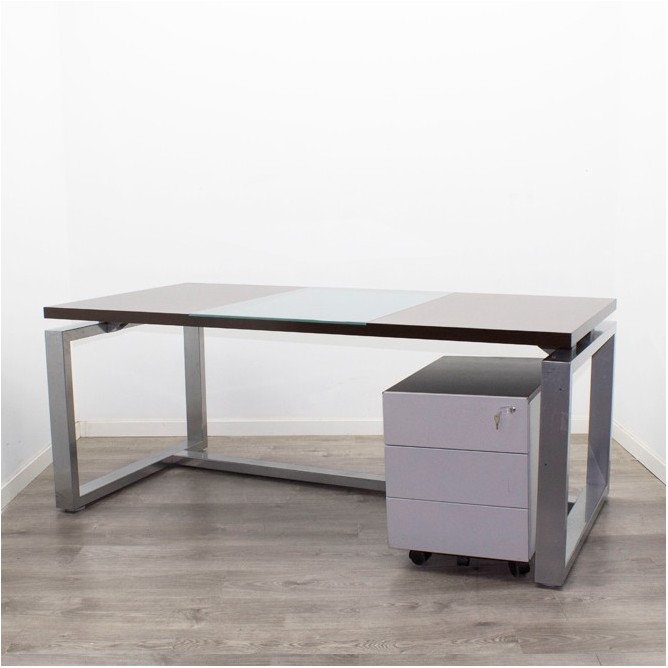 Mesa dirección con cajonera en wengué de 180cm