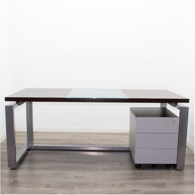 Mesa dirección con cajonera en wengué de 180cm