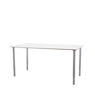 Mesa operativa con tapa de cristal y pata tubular de 157cm