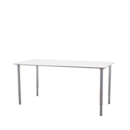 Mesa operativa con tapa de cristal y pata tubular de 157cm