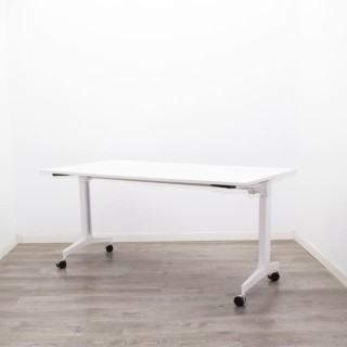 Mesa operativa abatible en blanca con ruedas de 160cm 2