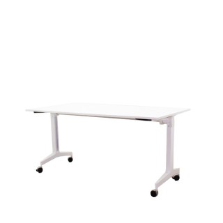 Mesa operativa abatible en blanca con ruedas de 160cm
