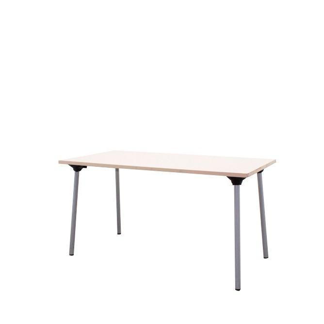Mesa operativa patas plegables grises y tapa arena de 139,5cm